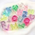 Colorful iridescent acrylic alphabet beads for DIY personalized jewelry and crafts - 透明渐变字母混款 / 5 Pieces