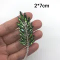 Green rhinestone leaf applique patch DIY craft clothing accessory 2x7cm shiny decor - Leaf 4# Grass Green