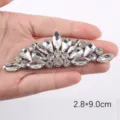 White rhinestone crystal jewelry applique DIY hair accessory patch for shoes 2.8x9cm - 65 White