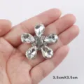 White Rhinestone Flower Applique Hot Fix DIY Craft Clothes Shoes Accessory 3.5cm - White (85)