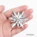White rhinestone flower patch DIY apparel and shoe decorative crystal accessory 5x4.5cm - White (86)