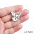 White rhinestone rabbit patch DIY clothing accessories hotfix crystal motif applique 2.3x2.2cm - 87 White