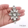 White rhinestone appliqué patch, 7x4.3cm diy clothing shoe accessory crystal gem. - 221 White