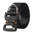 Heavy-duty 3.8cm tactical cobra belt featuring a black alloy buckle and metal D-ring - 125cm / Black