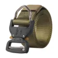 Olive green 3.8cm tactical belt with heavy-duty Cobra style alloy buckle for outdoors - 125cm / Green