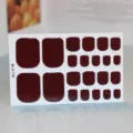 Deep burgundy solid color adhesive toenail sticker sheet featuring 22 pieces for DIY pedicure - Deep Wine Red (JJ-118) / 22 Stickers Per Sheet