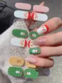 Detailansicht von Weihnachts-Nagelstickern mit niedlichen Weihnachtsmann- und Schneemann-Motiven - Weihnachtsmann Stil (SD-010)
