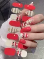 Detail von Weihnachts-Nagelstickern mit Weihnachtsmann- und Glitzerbaum-Mustern. - Rotes Herz Weihnachtsmann (SD-014)