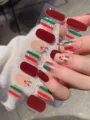 Festliche Weihnachts-Nagelaufkleber mit Rentier- und Glitzermuster, 16er-Set - Goldglitzer Rentier (SD-007)