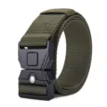 Outdoor tactical nylon belt detail shot, heavy-duty webbing with quick-release buckle for men. - 125cm / Army Green