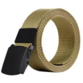 Kaki canvas riem met duurzame zwarte plastic gesp voor casual en tactische broeken. - Khaki / 100-135CM