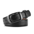 Classic black leather belt with gunmetal oval pin buckle, stylish jeans accessory for men and women - 105cm / Black