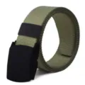 Groene canvas riem met zwarte plastic gesp casual militaire stijl variante product - Legergroen / 100-135CM