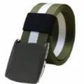Duurzame groen-witte canvas riem met zwarte kunststof gesp voor dagelijks casual gebruik. - Legergroen/Wit / 100-135CM