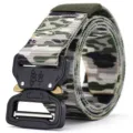 Tactical camouflage nylon belt for kids and men with quick-release metal cobra buckle - 100-135CM / Camo Green
