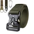 3.8cm tactical nylon belt set with heavy-duty quick release buckle and carabiner for men. - 125cm / Green