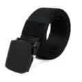 Tactical nylon web belt with durable plastic buckle for men's outdoor casual wear - 125cm / Black