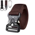 Tactical nylon belt with heavy duty quick release metal buckle for outdoor sports training. - 125cm / Brown