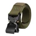 Durable military tactical nylon belt with quick-release metal buckle for outdoor sports. - Green