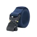 Blue tactical nylon belt with quick release metal buckle for outdoor sports and daily wear. - Blue