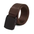 Tactical brown nylon belt with durable matte plastic buckle for outdoor activities - 125cm / Coffee