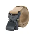 Khaki tactical nylon belt with quick-release metal buckle, durable outdoor casual strap. - Khaki