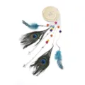Bohemian peacock feather braided waist belt and hair accessory with colorful beads and chains. - 167cm / White