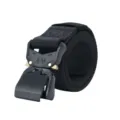 Black nylon tactical belt with quick-release metal buckle for outdoor sports and daily wear - Black