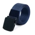 Navy blue woven tactical nylon belt featuring a durable matte black plastic buckle for men - 125cm / Navy Blue