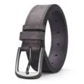 Vintage brown PU leather men's belt with classic metal needle buckle for casual jeans - 120cm / Coffee