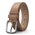 Vintage brown PU leather belt with classic pin buckle for men, business casual style - 110cm / Khaki
