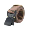 Outdoor tactical camouflage nylon belt with quick release metal buckle for men daily use. - CP Camouflage