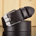 Cintura in pelle da uomo affari tempo libero fibbia metallo qualità cinturino marrone moda - 120cm / Caffè