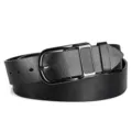 Cintura da uomo in vera pelle nera con fibbia in metallo, elegante cintura casual. - 120cm / Fibbia Gunmetal Nero