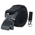 Black tactical belt with metal quick-release buckle and nylon webbing for outdoor sports - Black Belt with Tactical Hook