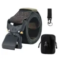 Tactical belt set with quick release metal buckle and camouflage nylon strap for outdoor sports. - Jungle Camo Belt with Eagle Hook and Pouch