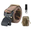 Tactical camouflage nylon belt set with aluminum quick-release buckle and tactical pouch. - CP Camo Belt with Eagle Hook and Pouch