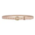 Elegant skinny beige leather belt for women featuring a minimalist gold pin buckle - 100cm / Beige