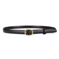 Women slim leather belt with gold oval pin buckle vintage waist strap for dresses jeans. - 100cm / Coffee