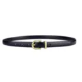 Damen schmaler schwarzer Ledergürtel mit goldener Metallschnalle, stilvolles Jeans-Accessoire. - 100cm / Schwarz
