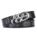 Vintage snake skin pattern belt with a stylized silver metal buckle - Litchi Pattern (P0702) / Silver Buckle Snake