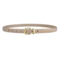 Schlanker khakifarbener Ledergürtel für Damen mit eleganter goldener Metallschnalle Stil - 100cm / Beige