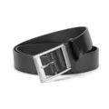 Men's black leather belt with silver pin buckle, classic business casual accessory for daily wear. - Style A Black