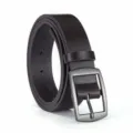 Men's dark brown leather belt with a sleek metal pin buckle for business and casual wear. - Style E Coffee