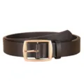 Men's brown casual leather belt with polished gold tone metal pin buckle versatile style - Style D Gold Buckle Coffee