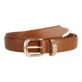Brown leather belt with gold buckle and metal tip stylish accessory for casual jeans - 100cm / Khaki