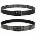 Reversible belt featuring a four-pointed star buckle with black leather and snakeskin patterns. - 110cm / Black Buckle Snake Print Litchi Grain
