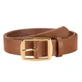 Classic brown faux leather belt for men featuring polished gold pin buckle business design. - Style D Gold Buckle Khaki