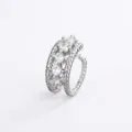 Sparkling silver double-layer twisted ear cuff with clear cubic zirconia stones - Silver (One Piece) / Copper (White Gold Plated)