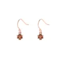 Elegante Ohrhaken in Roségold mit einem einzigartigen roten Zirkon-Geometrie-Kugelanhänger - Würfelkugel Ohrhaken / Roségold (Rot)